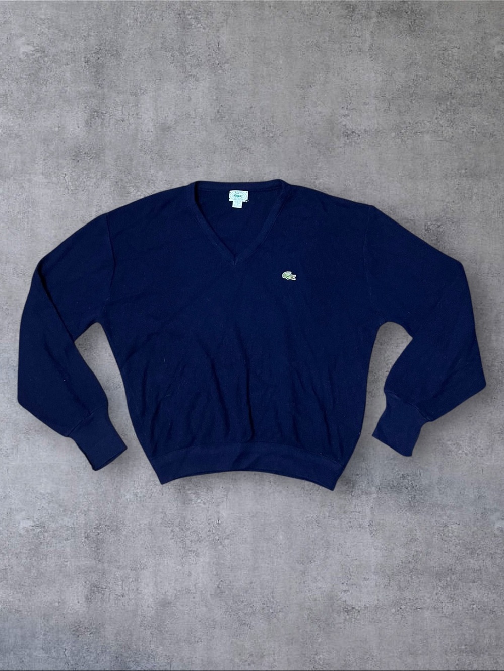 Vintage 80s Izod Lacoste Sz XL Navy V-Neck Sweater